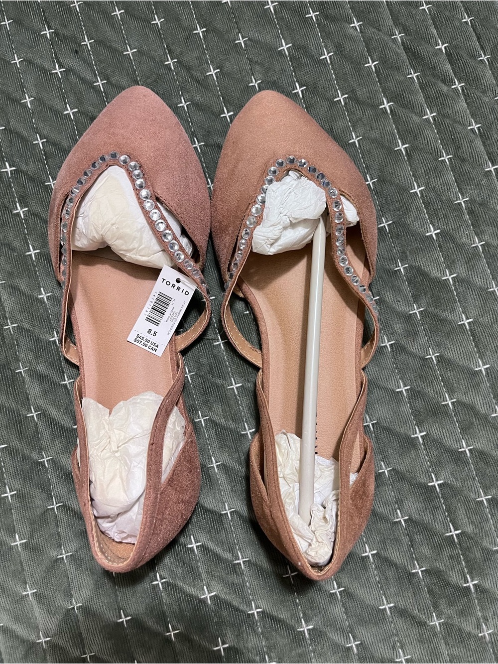 NWT Torrid Suede and Rhinestone Flats - Picture 2 of 4
